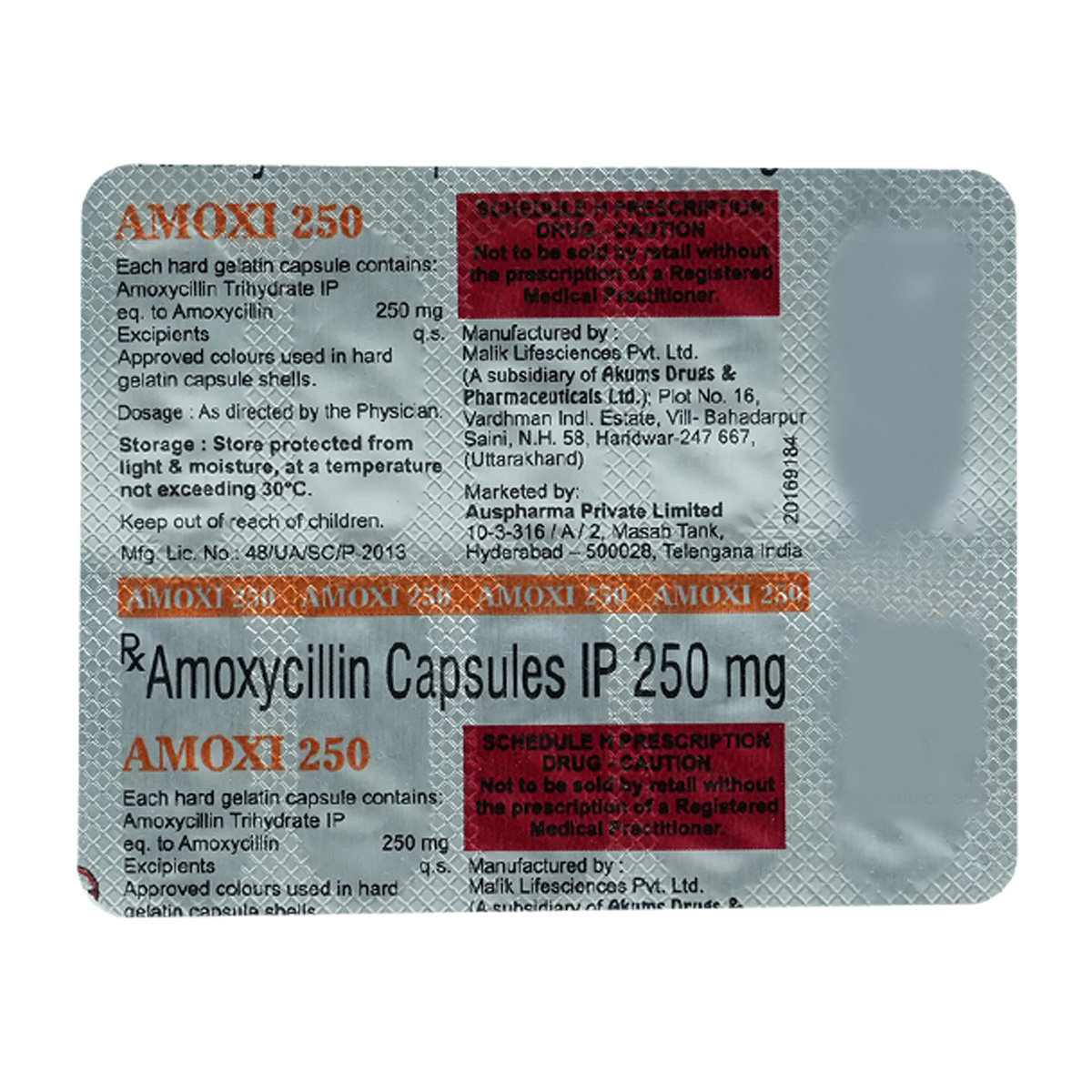 Amoxi 250 Capsule 10's, Pack of 10 CAPSULES Amoxi 250 Capsule 10's, Pack of 10 CAPSULES