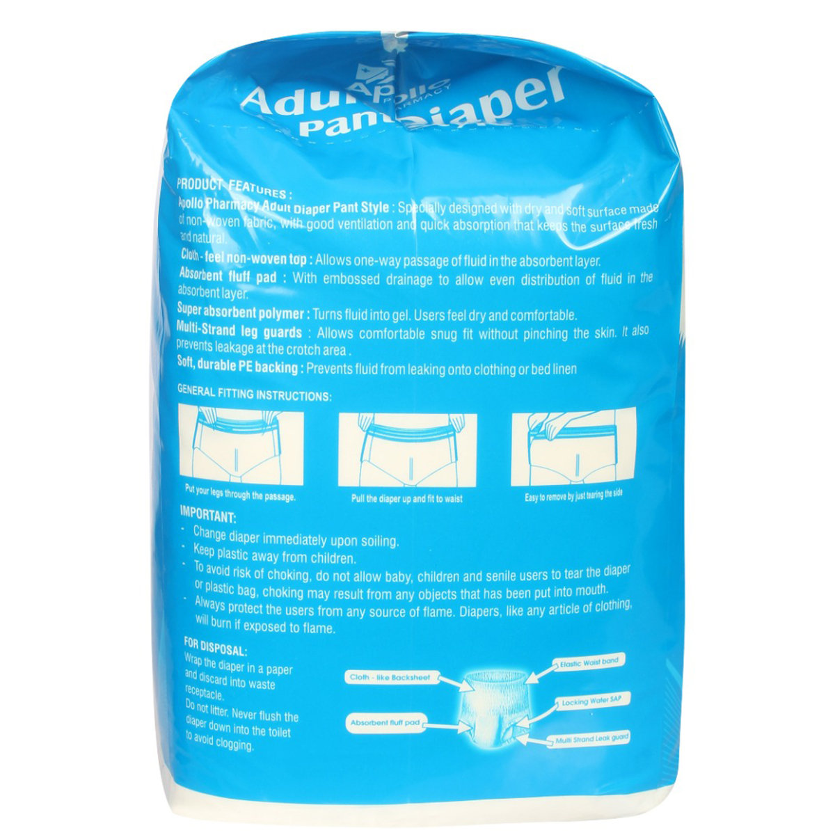 Apollo Life Adult Diaper Pants Medium, 20 Count, Pack of 1 Apollo Life Adult Diaper Pants Medium, 20 Count, Pack of 1