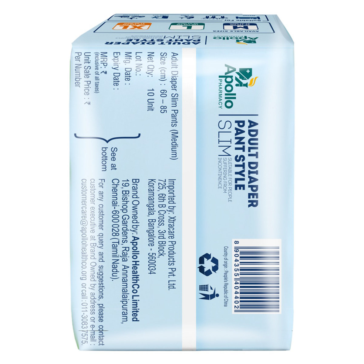 Apollo Pharmacy Adult Diaper Pant Style Slim Medium, 10 Count, Pack of 1 Apollo Pharmacy Adult Diaper Pant Style Slim Medium, 10 Count, Pack of 1