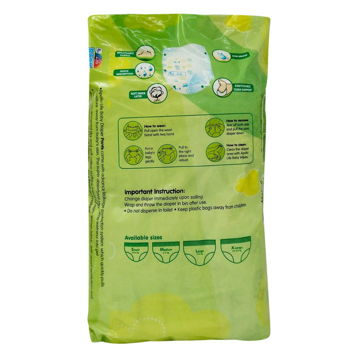 Apollo Life Baby Diaper Pants XL, 30 Count, Pack of 1 Apollo Life Baby Diaper Pants XL, 30 Count, Pack of 1