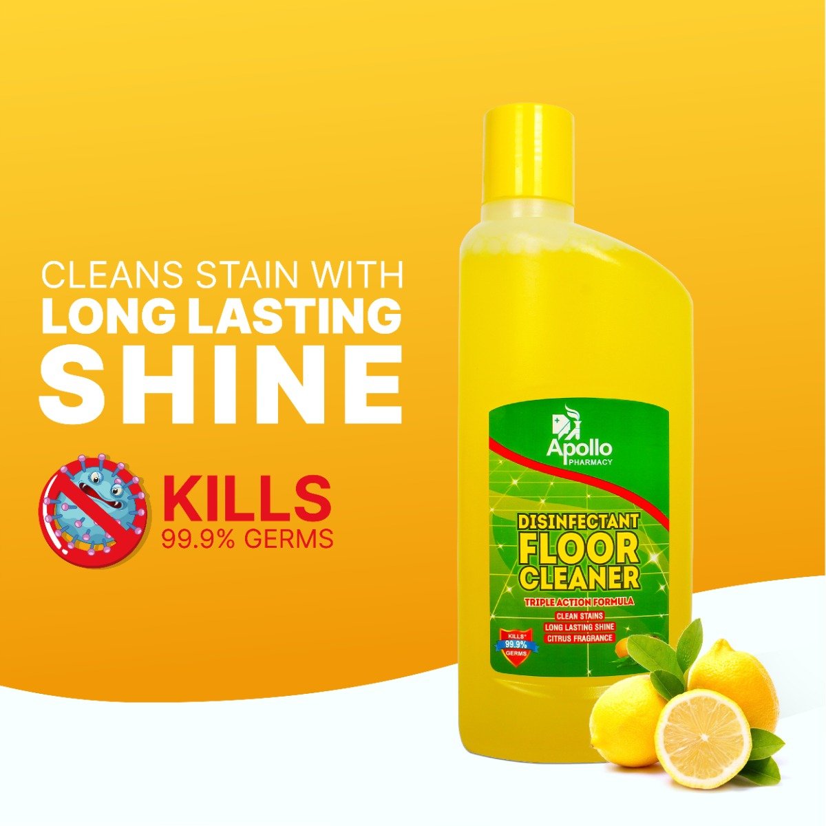 Apollo Pharmacy Disinfectant Floor Cleaner, 800 ml (2x400 ml), Pack of 2 Apollo Pharmacy Disinfectant Floor Cleaner, 800 ml (2x400 ml), Pack of 2