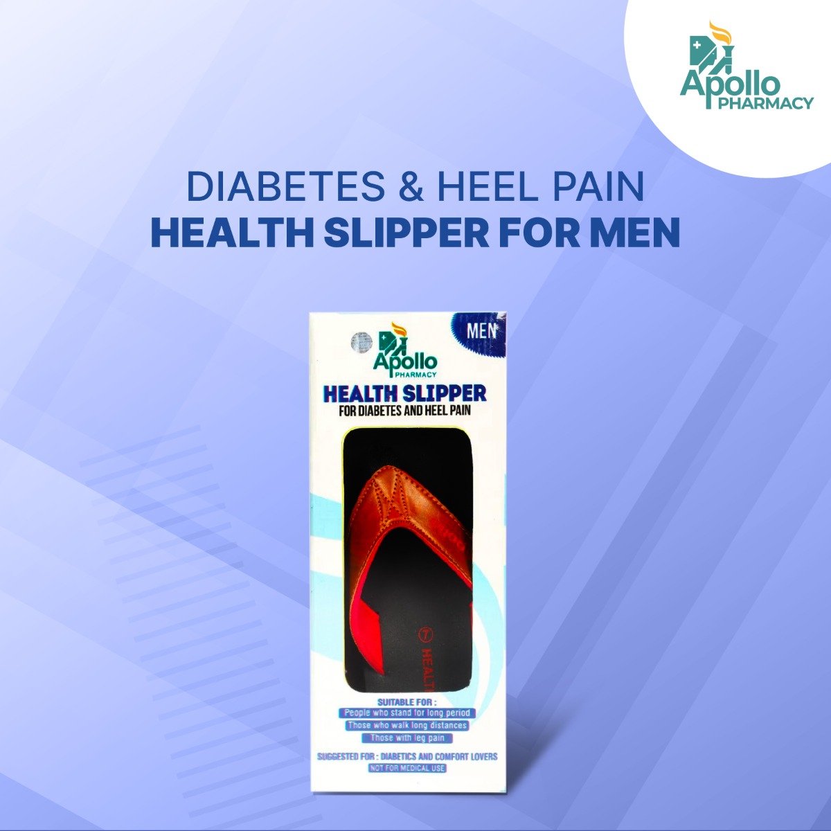 Apollo Pharmacy Health Slipper for Diabetes & Heel Pain Men Size-7, 1 Pair, Pack of 1 Apollo Pharmacy Health Slipper for Diabetes & Heel Pain Men Size-7, 1 Pair, Pack of 1
