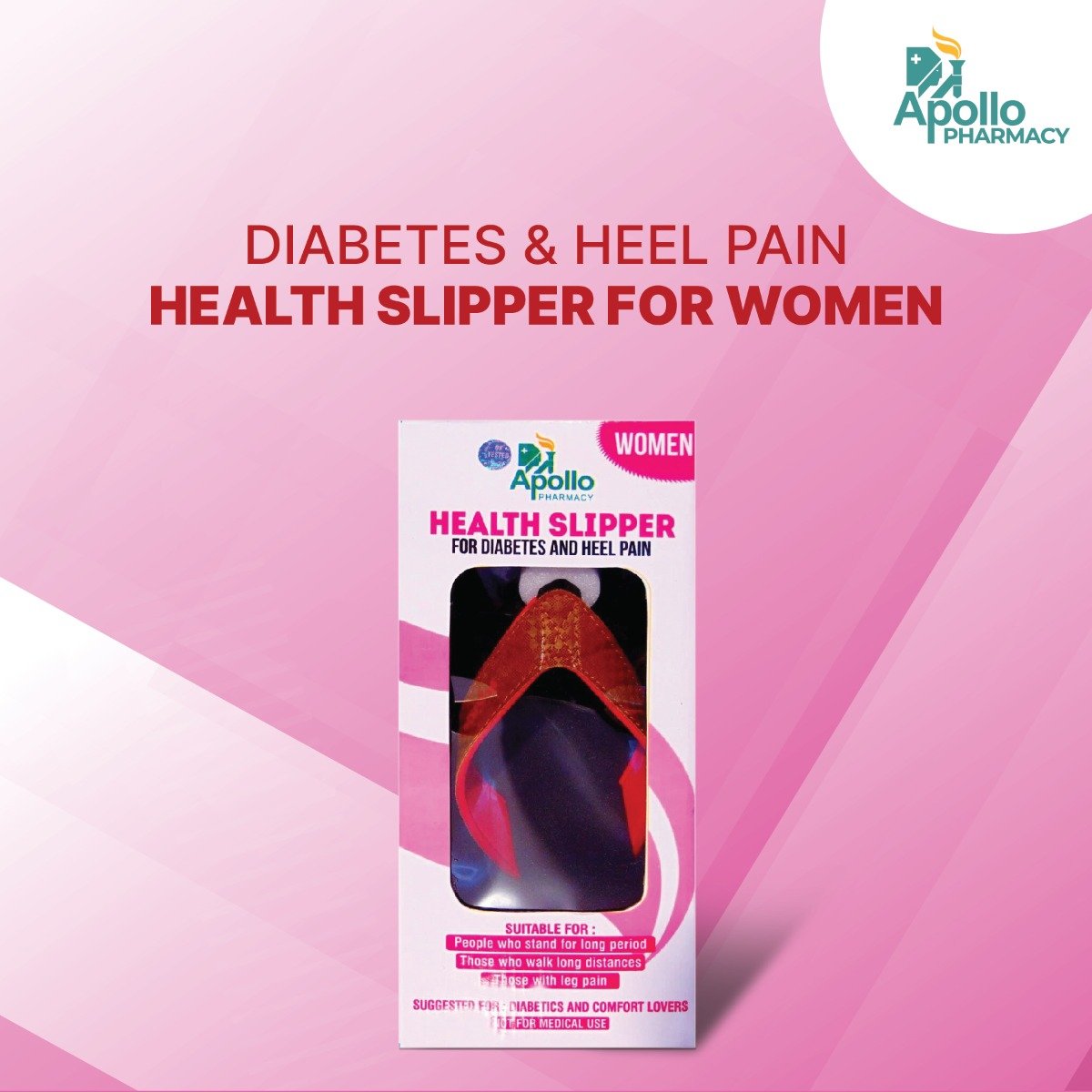Apollo Pharmacy Diabetes & Heel Pain Health Slipper for Women, Size-8, 1 Pair, Pack of 1 Apollo Pharmacy Diabetes & Heel Pain Health Slipper for Women, Size-8, 1 Pair, Pack of 1