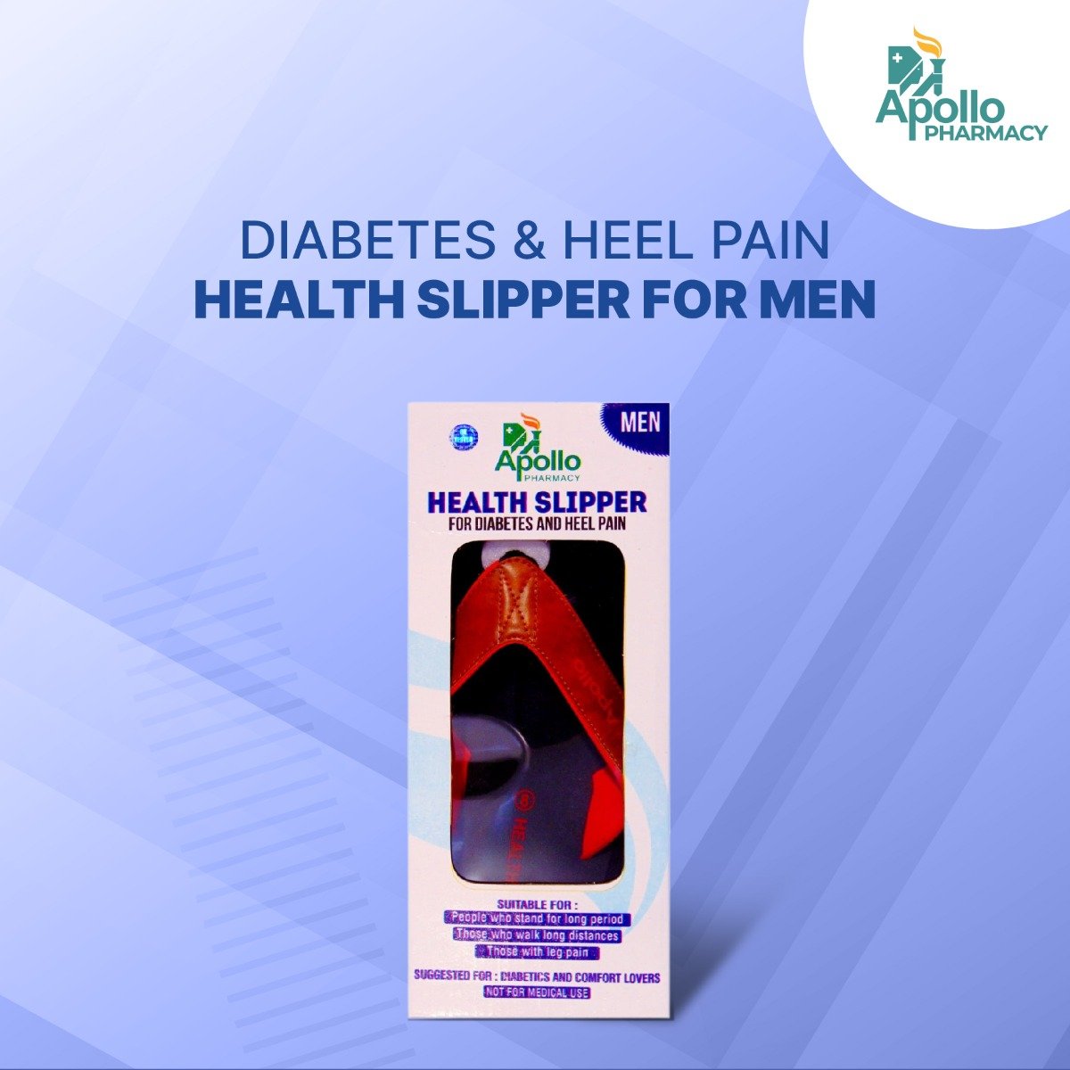 Apollo Pharmacy Diabetes & Heel Pain Health Slipper For Men, Size-8, 1 Pair, Pack of 1 Apollo Pharmacy Diabetes & Heel Pain Health Slipper For Men, Size-8, 1 Pair, Pack of 1
