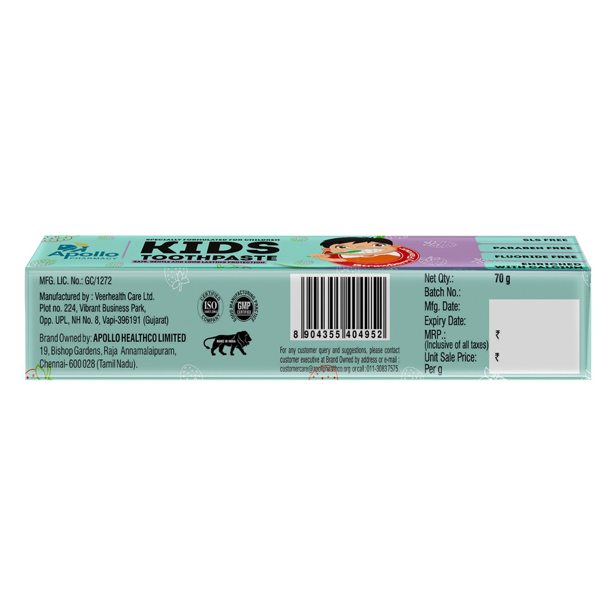 Apollo Pharmacy Kids Strawberry Flavour Toothpaste, 70 gm, Pack of 1 Apollo Pharmacy Kids Strawberry Flavour Toothpaste, 70 gm, Pack of 1