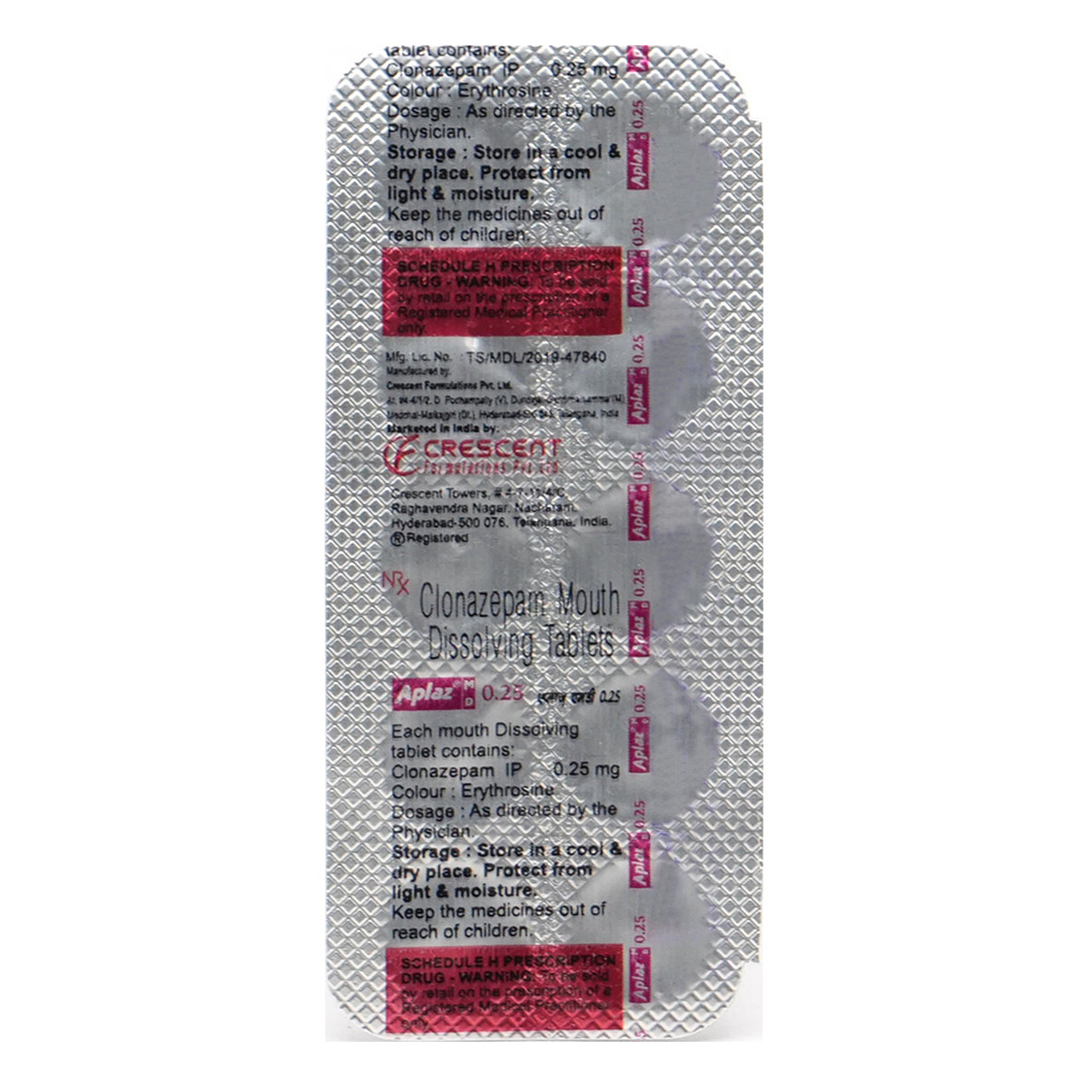 Aplaz MD 0.25 mg Tablet 10's, Pack of 10 TabletS Aplaz MD 0.25 mg Tablet 10's, Pack of 10 TabletS