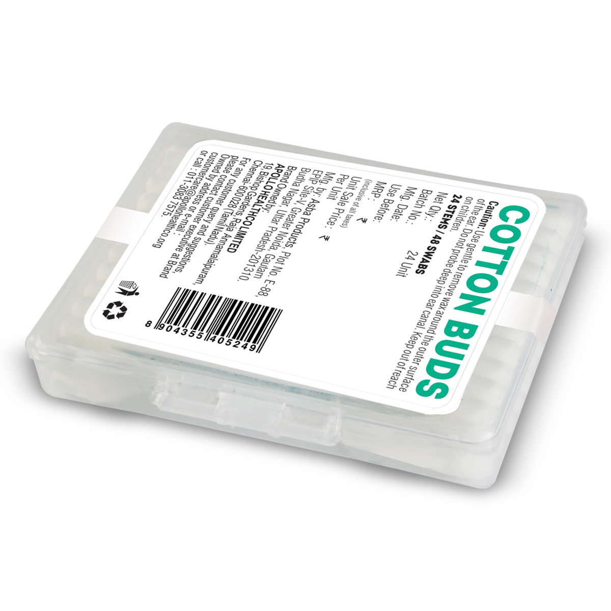 Apollo Life Eco Friendly Cotton Buds, 24 Count, Pack of 1 Apollo Life Eco Friendly Cotton Buds, 24 Count, Pack of 1