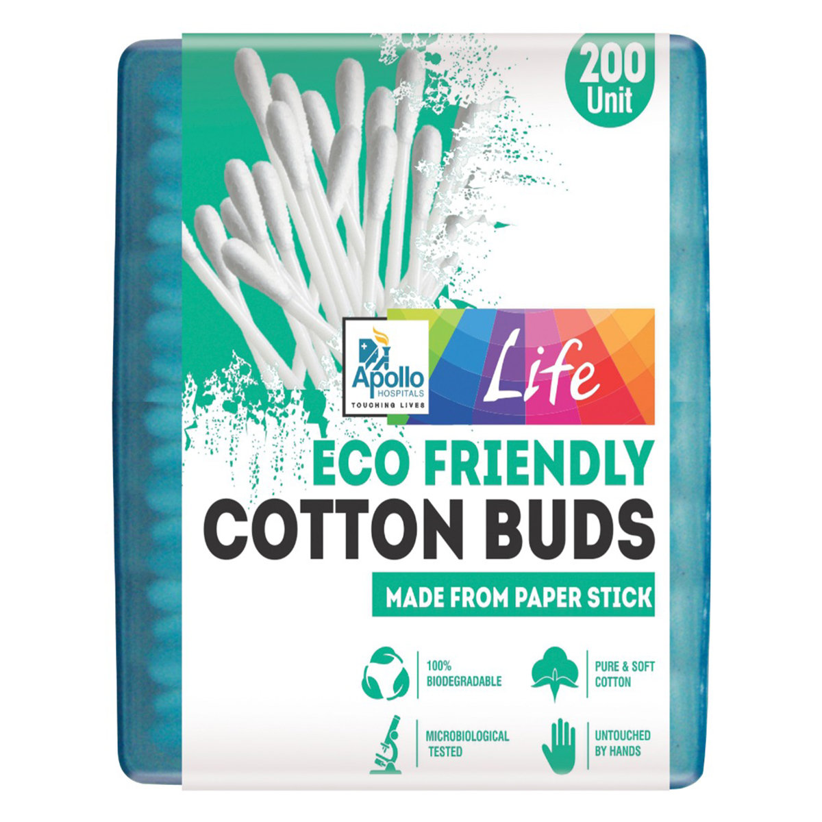 Apollo Life Eco Friendly Cotton Buds, 200 Count, Pack of 1 Apollo Life Eco Friendly Cotton Buds, 200 Count, Pack of 1