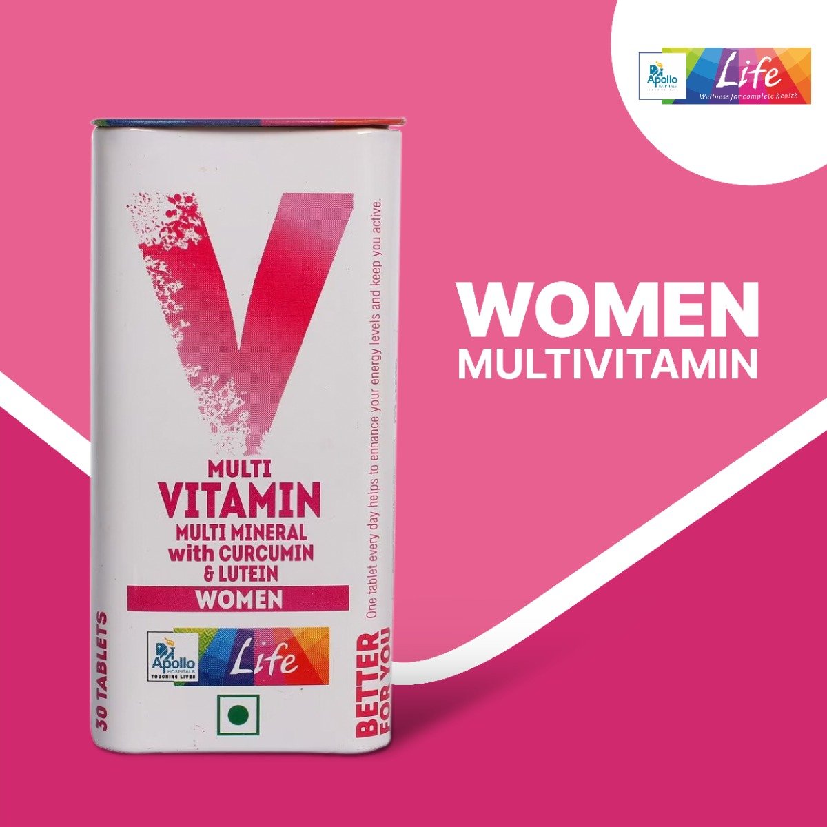Apollo Life Multivitamin for Women, 30 Tablets, Pack of 1 Apollo Life Multivitamin for Women, 30 Tablets, Pack of 1