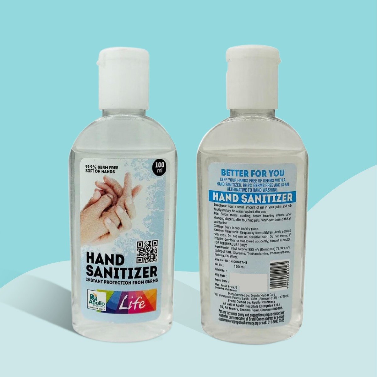 Apollo Life Hand Sanitizer, 300 ml (3x100 ml), Pack of 3 Apollo Life Hand Sanitizer, 300 ml (3x100 ml), Pack of 3