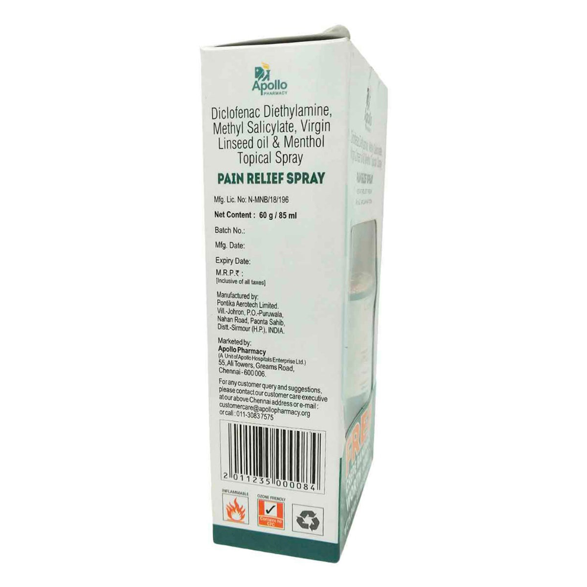 Apollo Pharmacy Pain Relief Spray with Free Crepe Bandage, 60 gm, Pack of 1 Apollo Pharmacy Pain Relief Spray with Free Crepe Bandage, 60 gm, Pack of 1