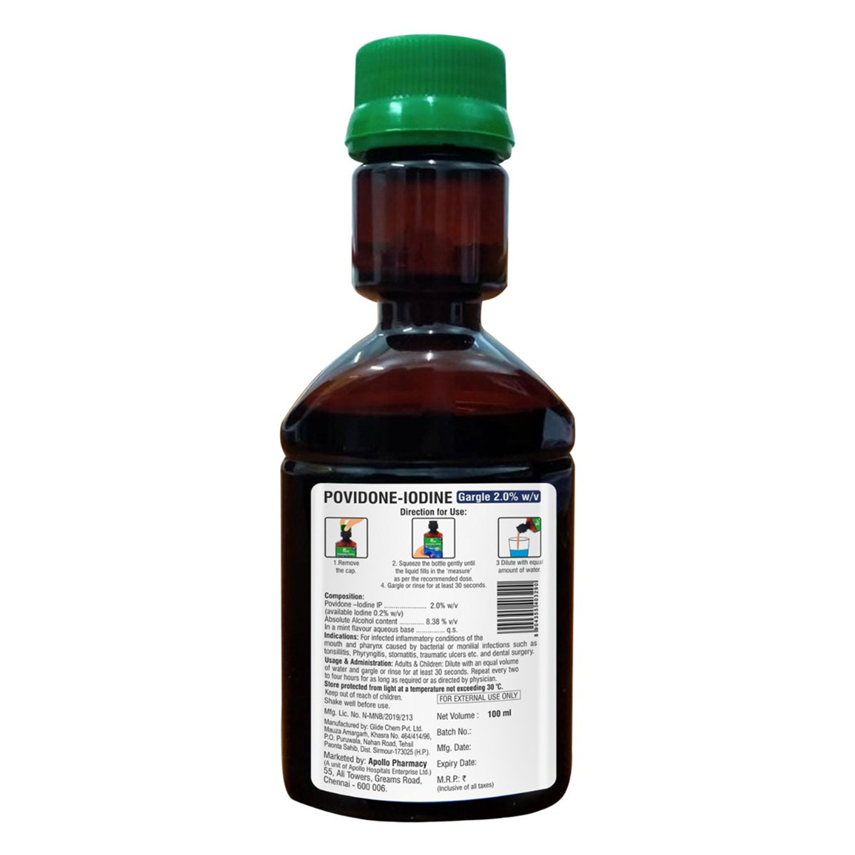 Apollo Pharmacy Povidone Iodine 2% W/V Gargle, 100 ml, Pack of 1 GARGLE Apollo Pharmacy Povidone Iodine 2% W/V Gargle, 100 ml, Pack of 1 GARGLE