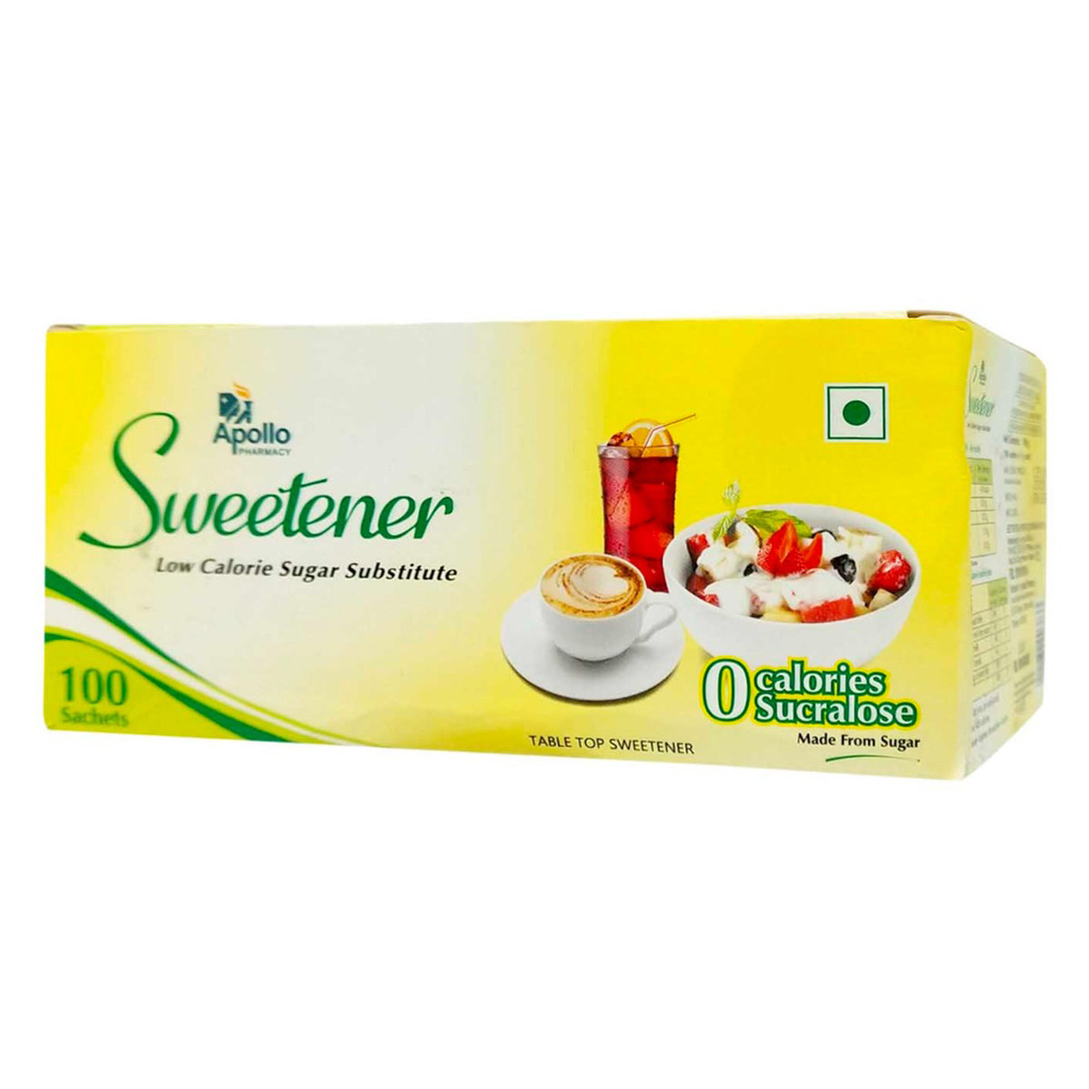 Apollo Pharmacy Low Calorie Sweetener 100 gm (100 Sachets x 1 gm), Pack of 1 Apollo Pharmacy Low Calorie Sweetener 100 gm (100 Sachets x 1 gm), Pack of 1