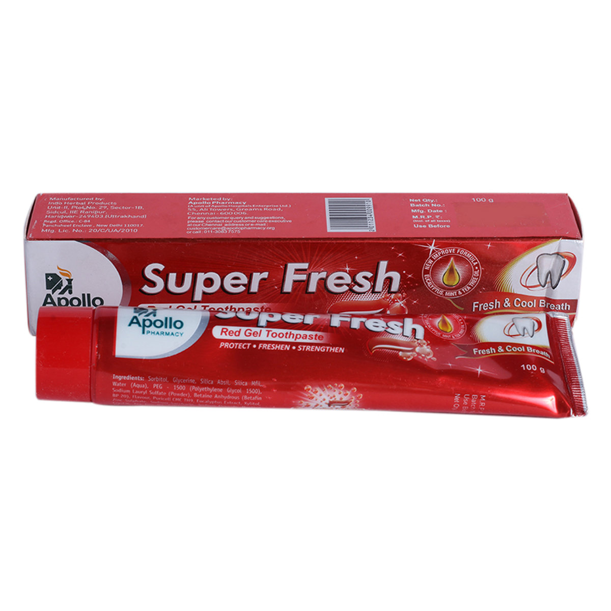 Apollo Pharmacy Super Fresh Red Gel Toothpaste, 100 gm, Pack of 1 Apollo Pharmacy Super Fresh Red Gel Toothpaste, 100 gm, Pack of 1