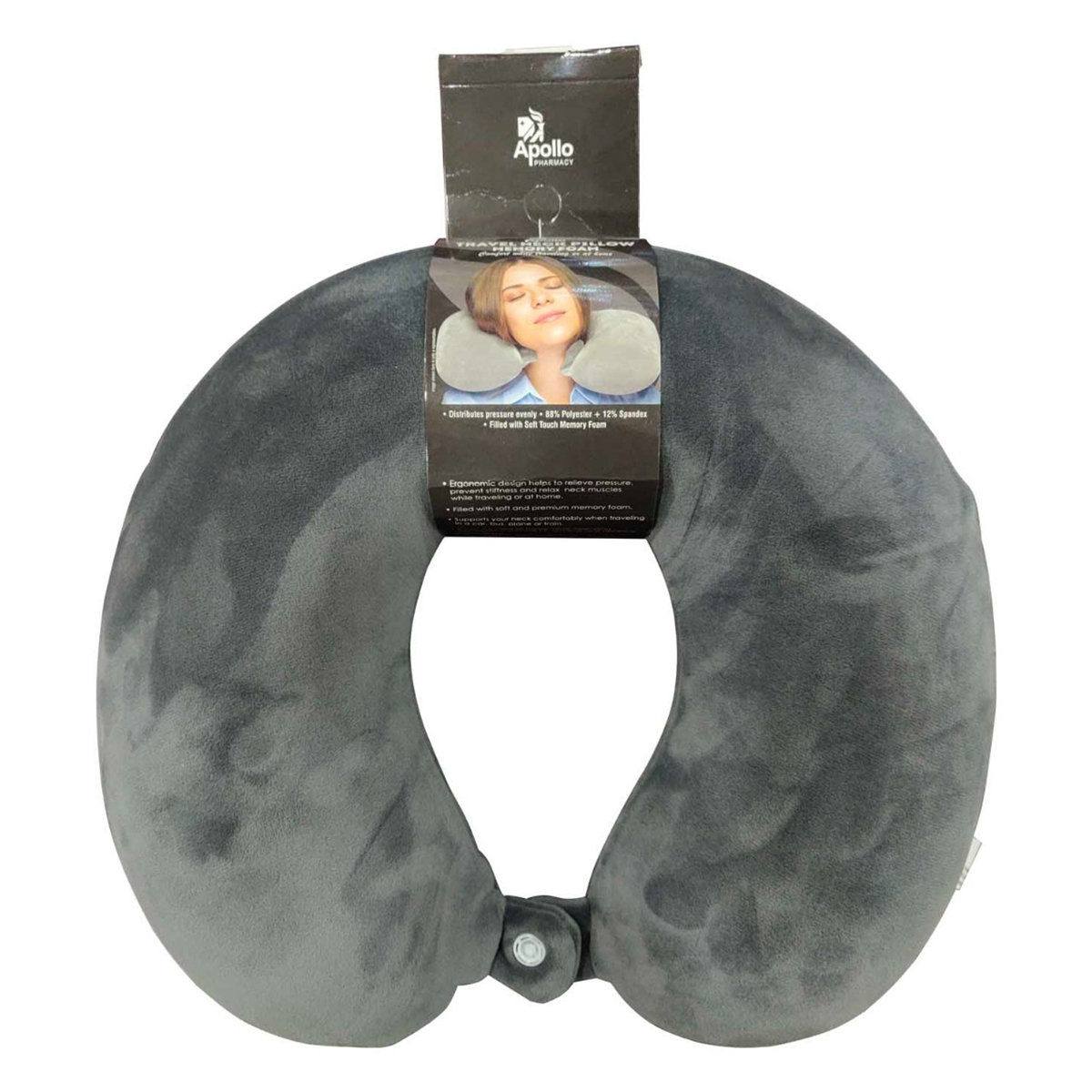 Apollo Pharmacy Memory Foam Travel Neck Pillow Universal, 1 Count, Pack of 1 Apollo Pharmacy Memory Foam Travel Neck Pillow Universal, 1 Count, Pack of 1