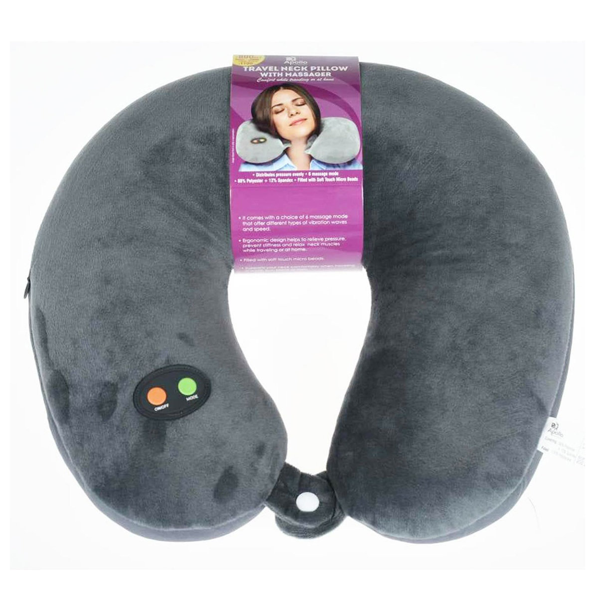 Apollo Pharmacy Travel Neck Pillow with Massager Universal, 1 Count, Pack of 1 Apollo Pharmacy Travel Neck Pillow with Massager Universal, 1 Count, Pack of 1