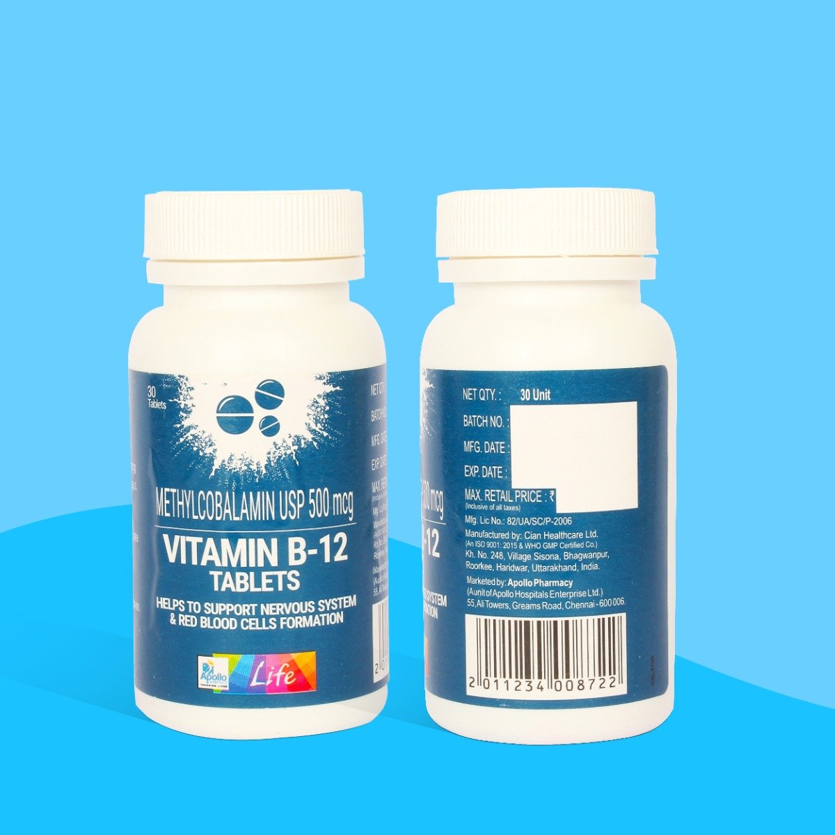 Apollo Life Vitamin B-12, 30 Tablets, Pack of 1 Apollo Life Vitamin B-12, 30 Tablets, Pack of 1