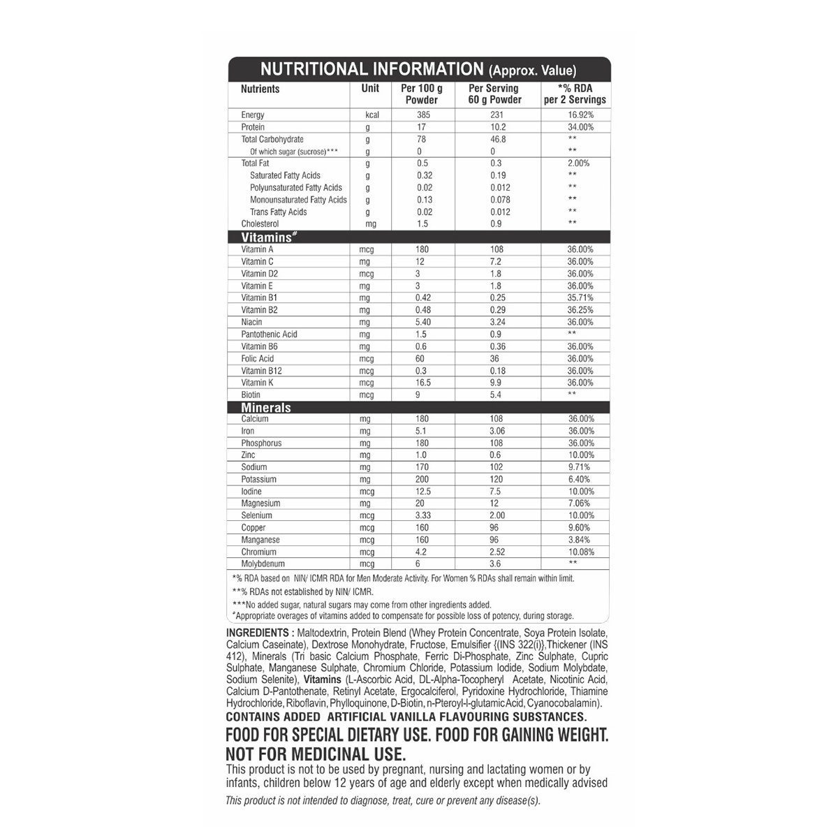 Apollo Life Weight Gainer Vanilla Flavour Powder, 500 gm, Pack of 1 Apollo Life Weight Gainer Vanilla Flavour Powder, 500 gm, Pack of 1