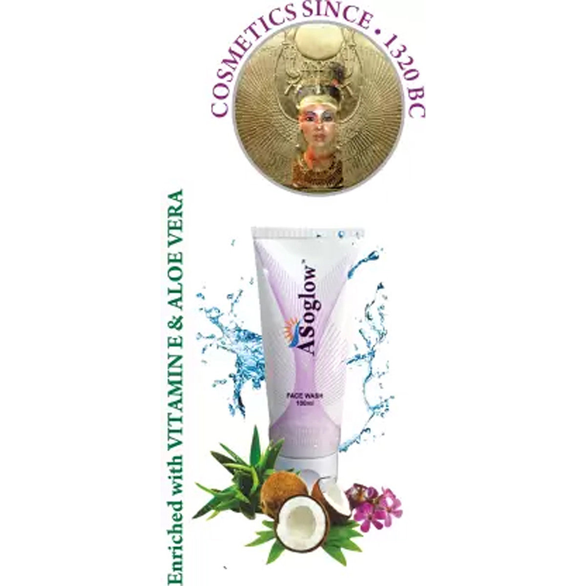 Asoglow Face Wash 100 ml | Enriched With Vitamin E & Aloe Vera | Deep Cleansing | Removes Dirt & Excess Oil | For Radiant Skin, Pack of 1 Asoglow Face Wash 100 ml | Enriched With Vitamin E & Aloe Vera | Deep Cleansing | Removes Dirt & Excess Oil | For Radiant Skin, Pack of 1