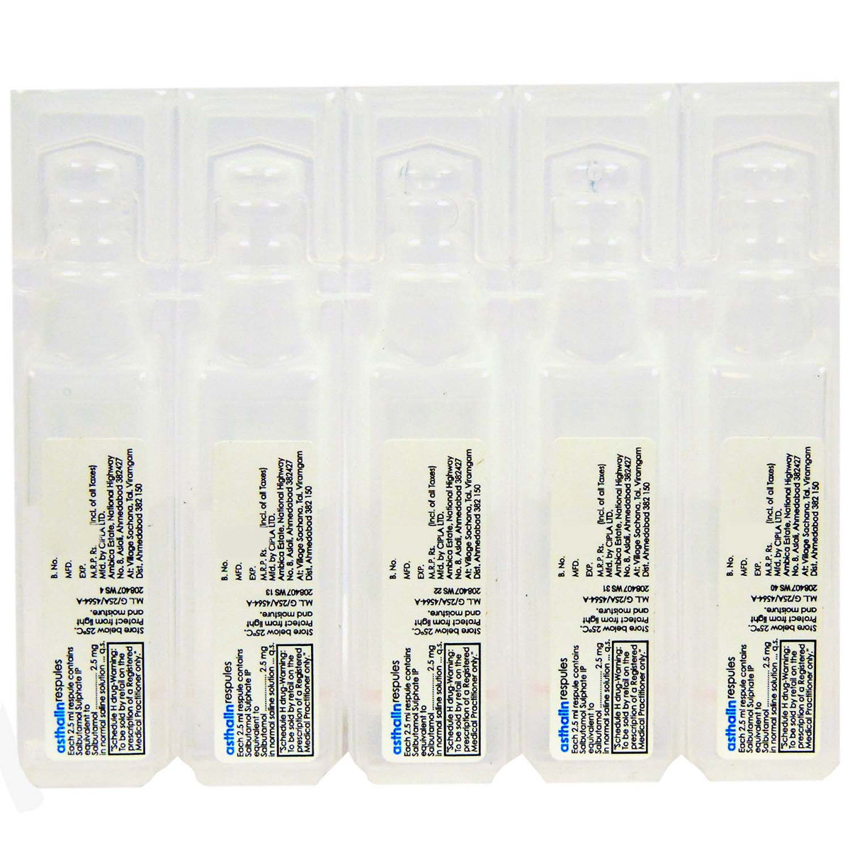 Asthalin Respules 5 x 2.5 ml, Pack of 5 RespulesS Asthalin Respules 5 x 2.5 ml, Pack of 5 RespulesS