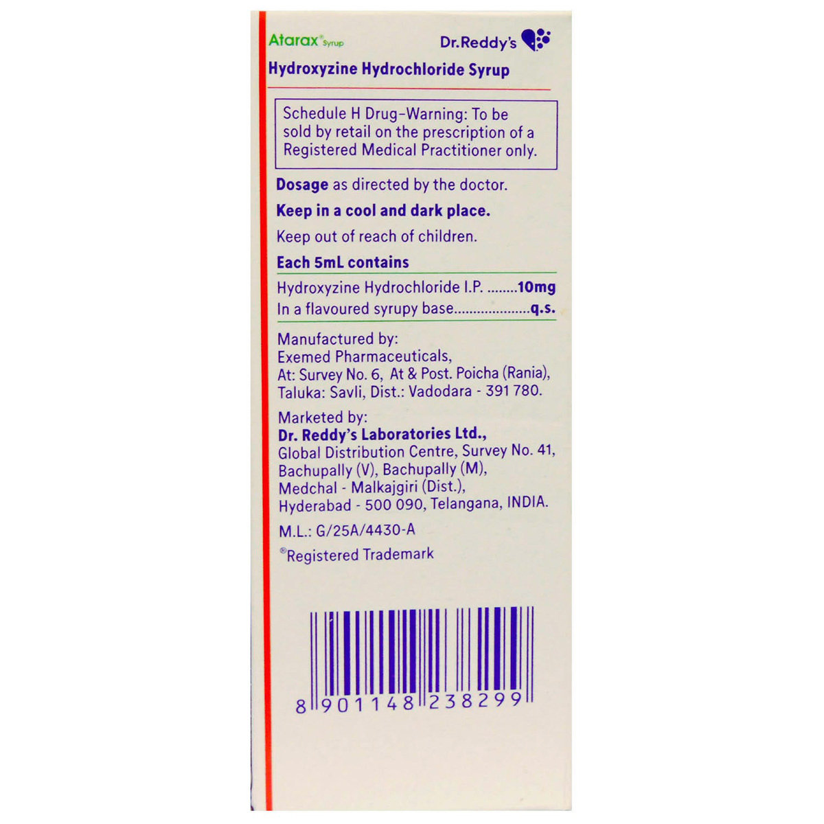 Atarax Syrup 100 ml, Pack of 1 SYRUP Atarax Syrup 100 ml, Pack of 1 SYRUP