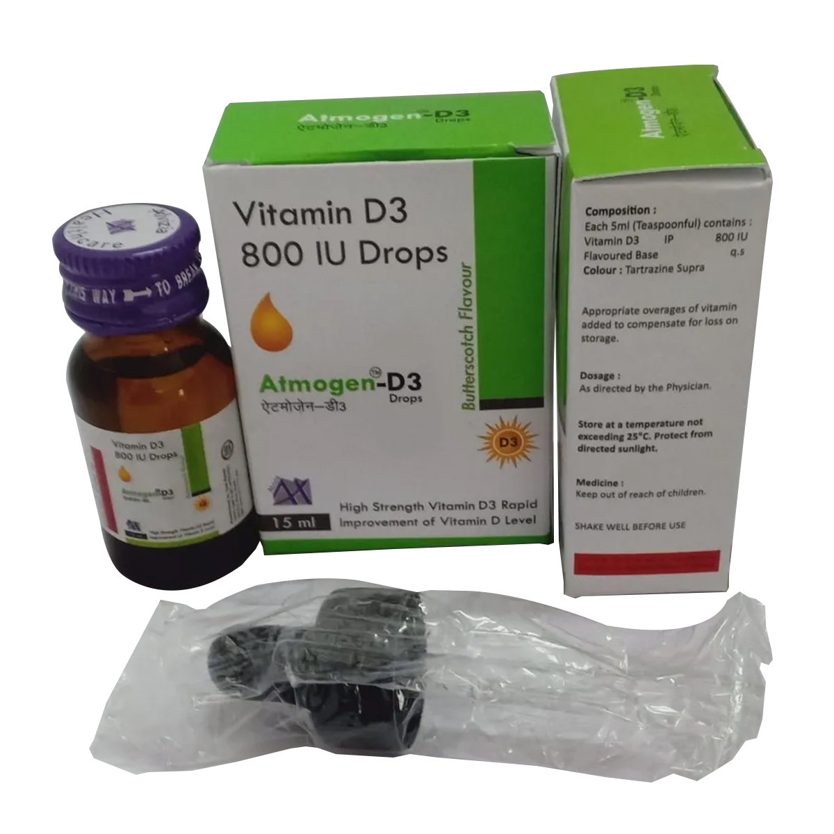 Atmogen-D3 800 Butterscotch Drops 15 ml, Pack of 1 Atmogen-D3 800 Butterscotch Drops 15 ml, Pack of 1