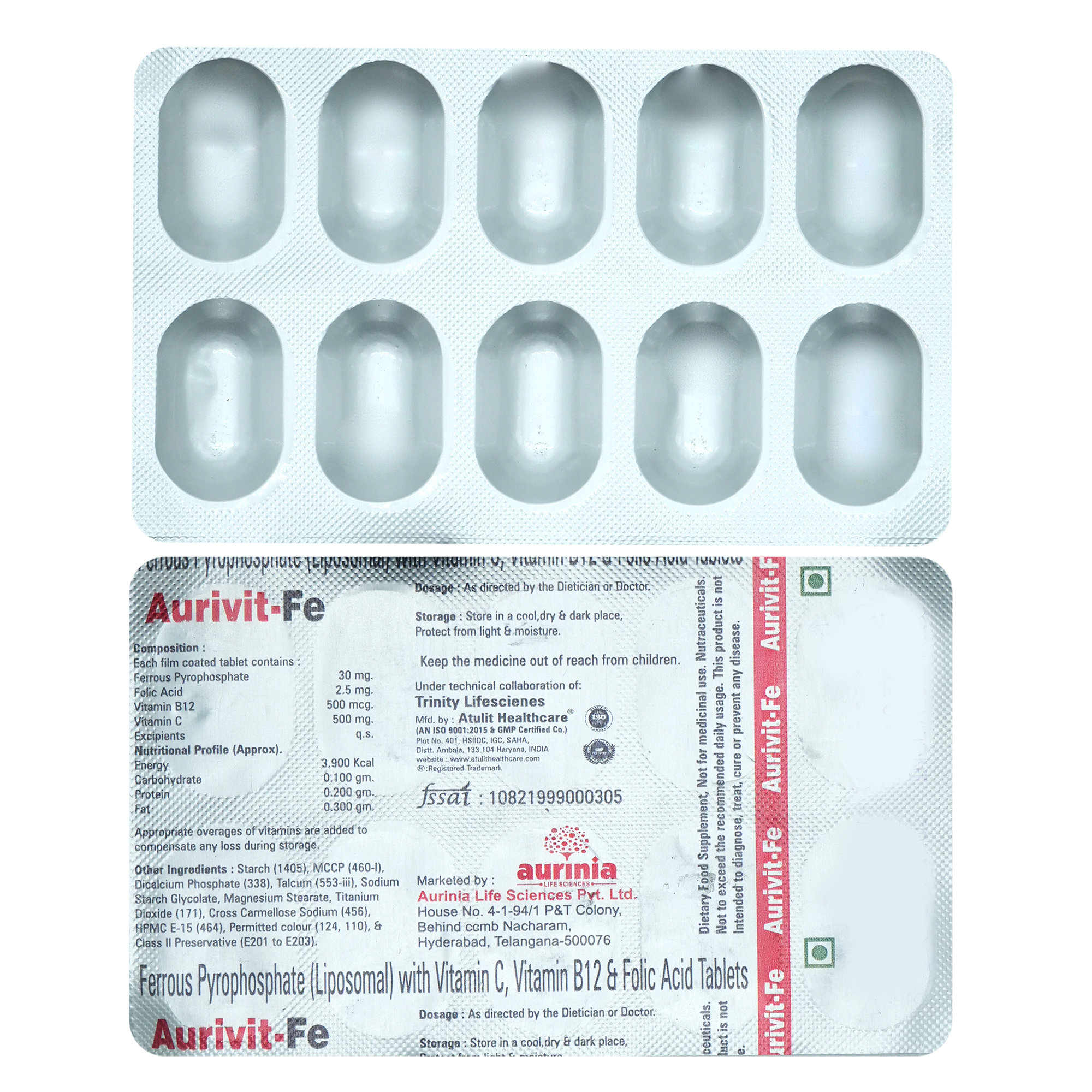 Aurivit Fe Tablet 10s, Pack of 10 TabletS Aurivit Fe Tablet 10s, Pack of 10 TabletS