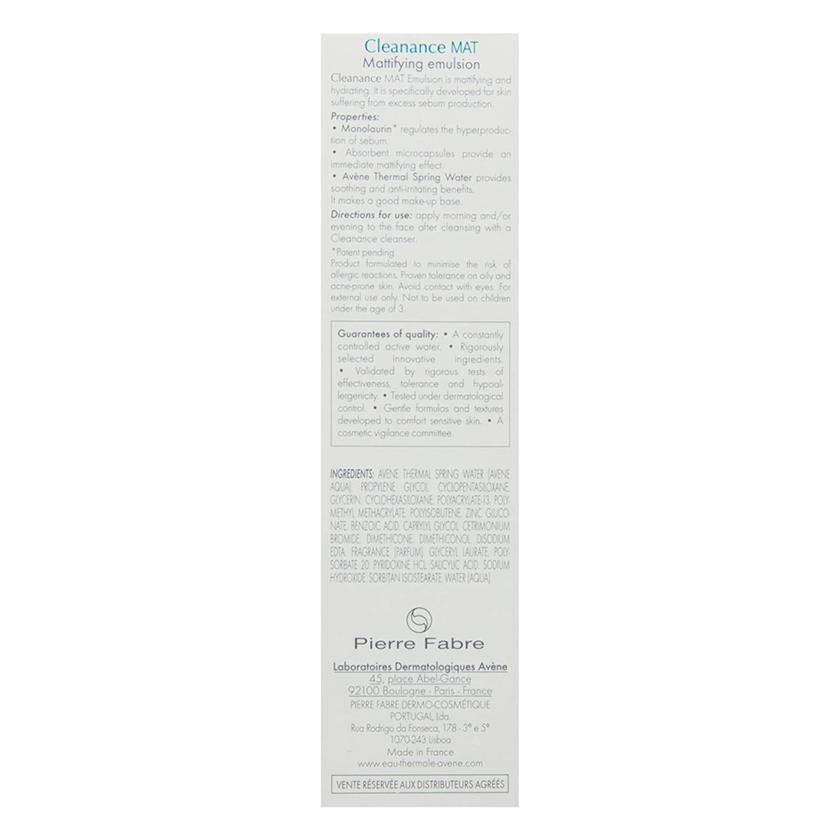 Avene Cleanance Mat Emulsion 40 ml | Mattifying Emulsion | For Oily, Blemish Prone Skin, Pack of 1 Avene Cleanance Mat Emulsion 40 ml | Mattifying Emulsion | For Oily, Blemish Prone Skin, Pack of 1