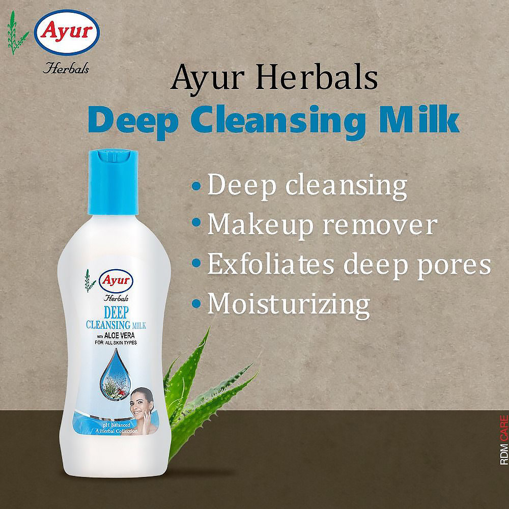 Ayur Herbal Deep Pore Cleansing Milk 100 ml | With Aloe Vera | Remove Dirt, Makeup | Gives Clear & Health Skin | pH Balancedd | For All Skin Type, Pack of 1 Ayur Herbal Deep Pore Cleansing Milk 100 ml | With Aloe Vera | Remove Dirt, Makeup | Gives Clear & Health Skin | pH Balancedd | For All Skin Type, Pack of 1