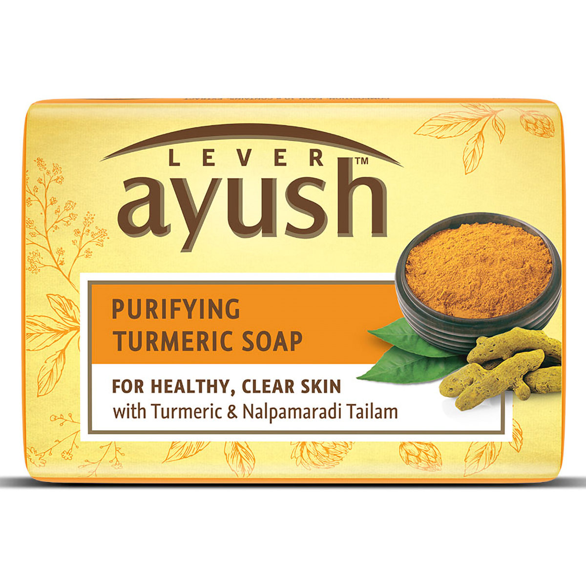 Lever Ayush Purifying Turmeric Soap 100 gm | Goodness Of Turmeric & Nalpamaradi Tailam | For Healthy & Clear Skin, Pack of 1 Lever Ayush Purifying Turmeric Soap 100 gm | Goodness Of Turmeric & Nalpamaradi Tailam | For Healthy & Clear Skin, Pack of 1