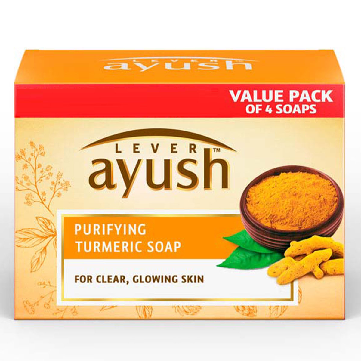 Lever Ayush Purifying Turmeric Soap, 400 gm (4x100 gm), Pack of 1 Lever Ayush Purifying Turmeric Soap, 400 gm (4x100 gm), Pack of 1