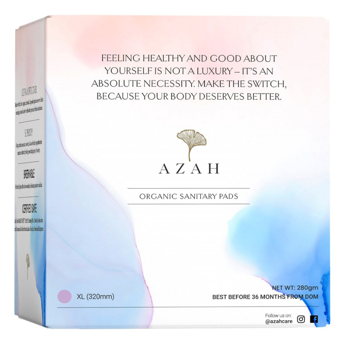 Azah Organic Sanitary Pads XL, 15 Count, Pack of 1 Azah Organic Sanitary Pads XL, 15 Count, Pack of 1