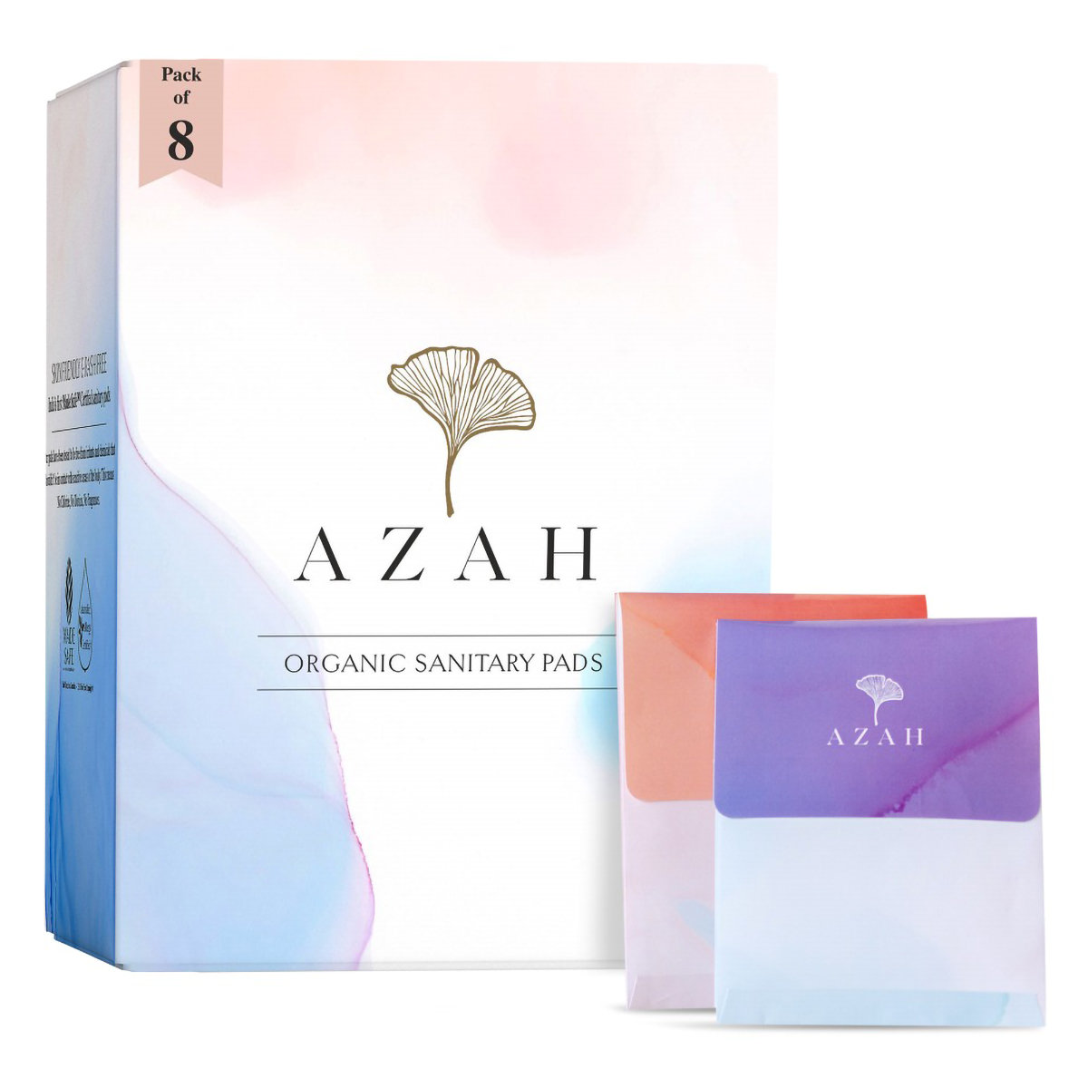 Azah Organic Sanitary Pads Regular, 8 Count, Pack of 1 Azah Organic Sanitary Pads Regular, 8 Count, Pack of 1