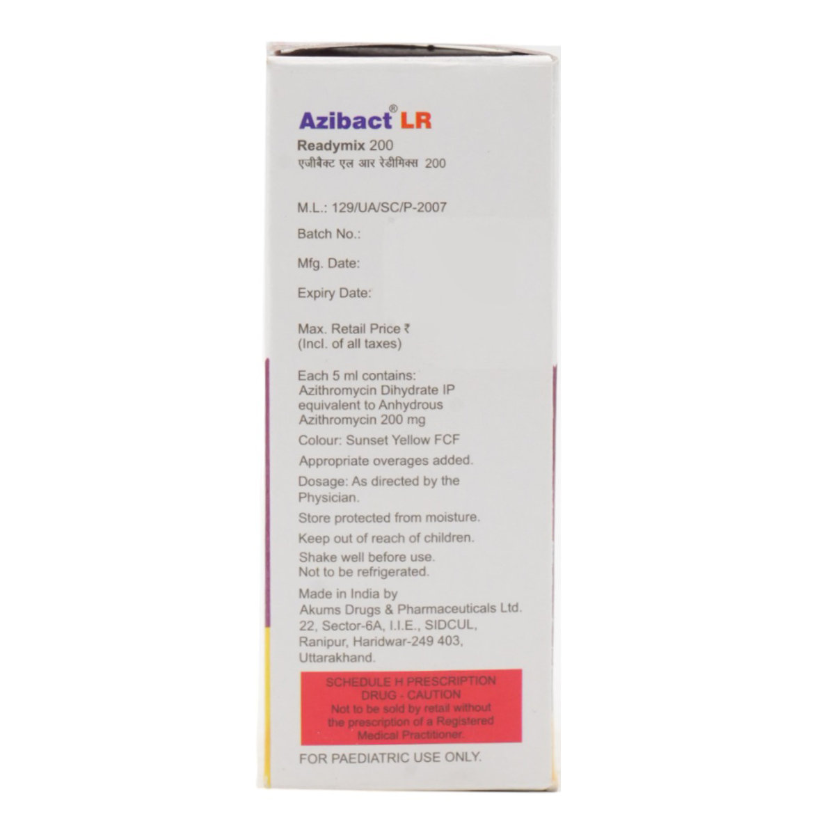 Azibact LR 200 mg Readymix Suspension 30 ml, Pack of 1 Suspension Azibact LR 200 mg Readymix Suspension 30 ml, Pack of 1 Suspension