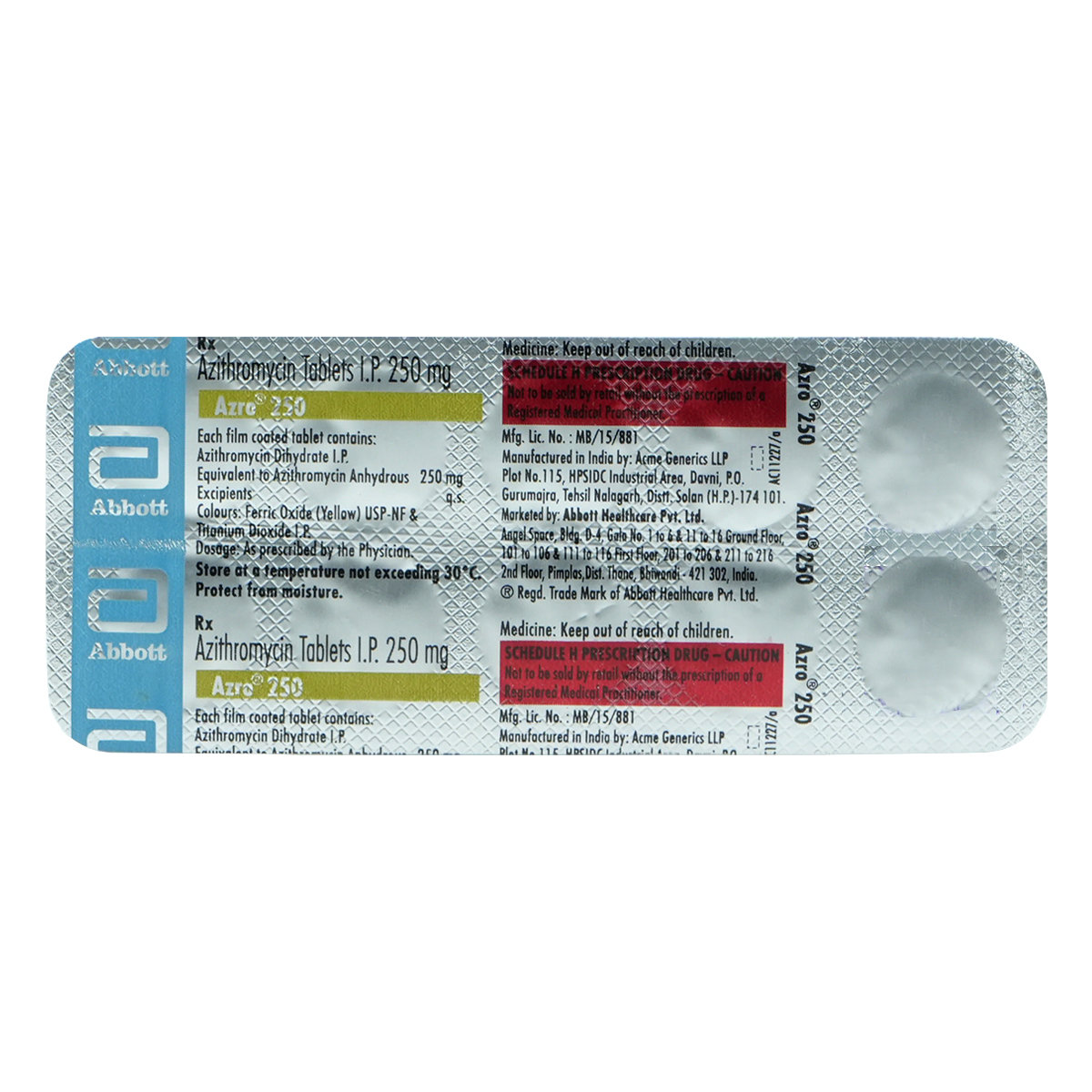 Azro 250 mg Tablet 10's, Pack of 10 TabletS Azro 250 mg Tablet 10's, Pack of 10 TabletS