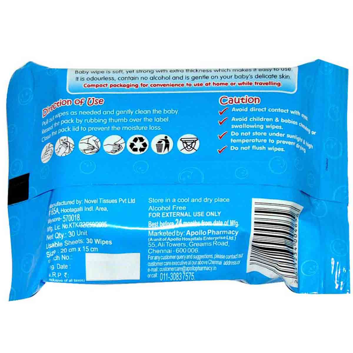 Apollo Pharmacy Baby Best Soft & Gentle Baby Wipes, 30 Count, Pack of 1 Apollo Pharmacy Baby Best Soft & Gentle Baby Wipes, 30 Count, Pack of 1