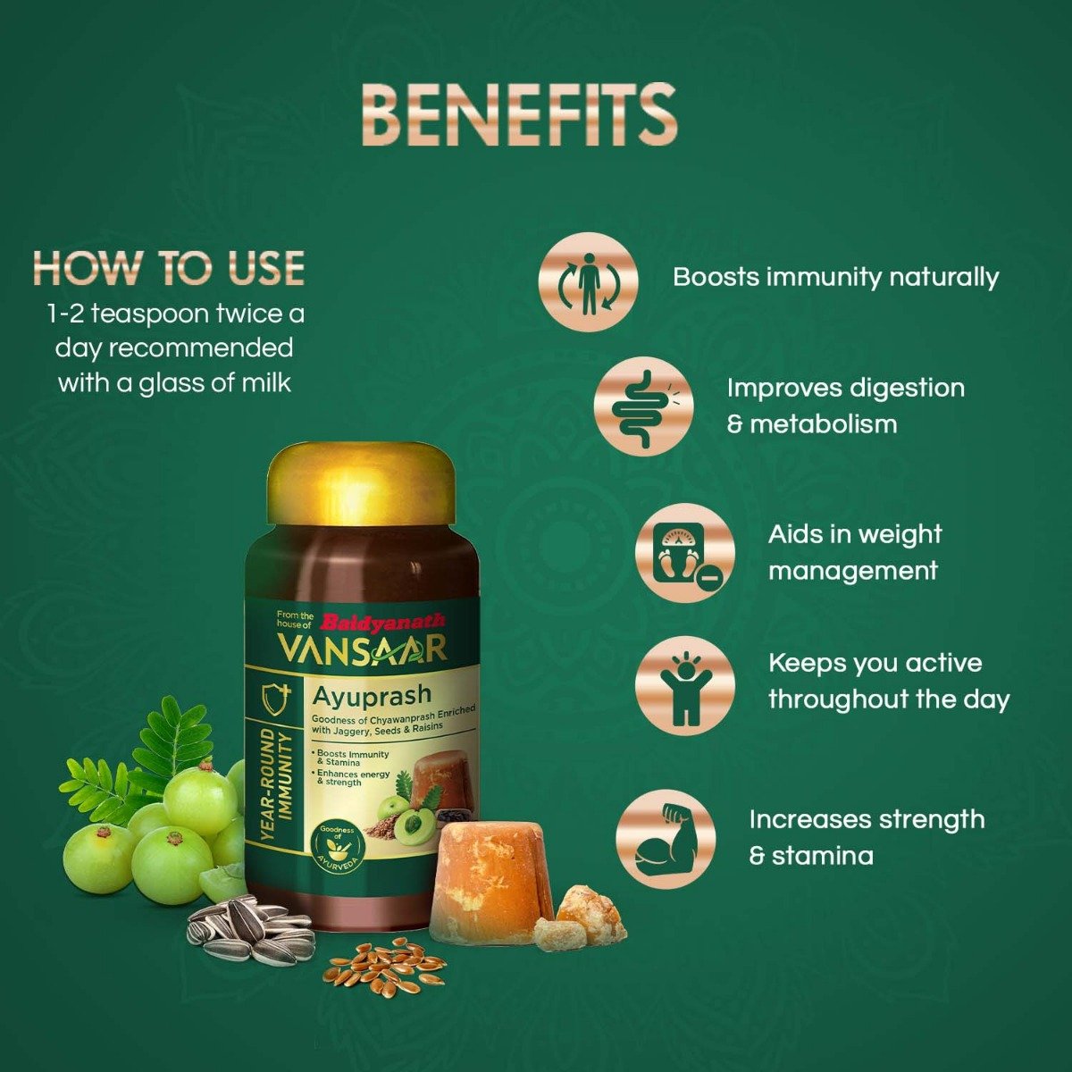 Baidyanath Vansaar Ayuprash Chyawanprash, 500 gm, Pack of 1 Baidyanath Vansaar Ayuprash Chyawanprash, 500 gm, Pack of 1