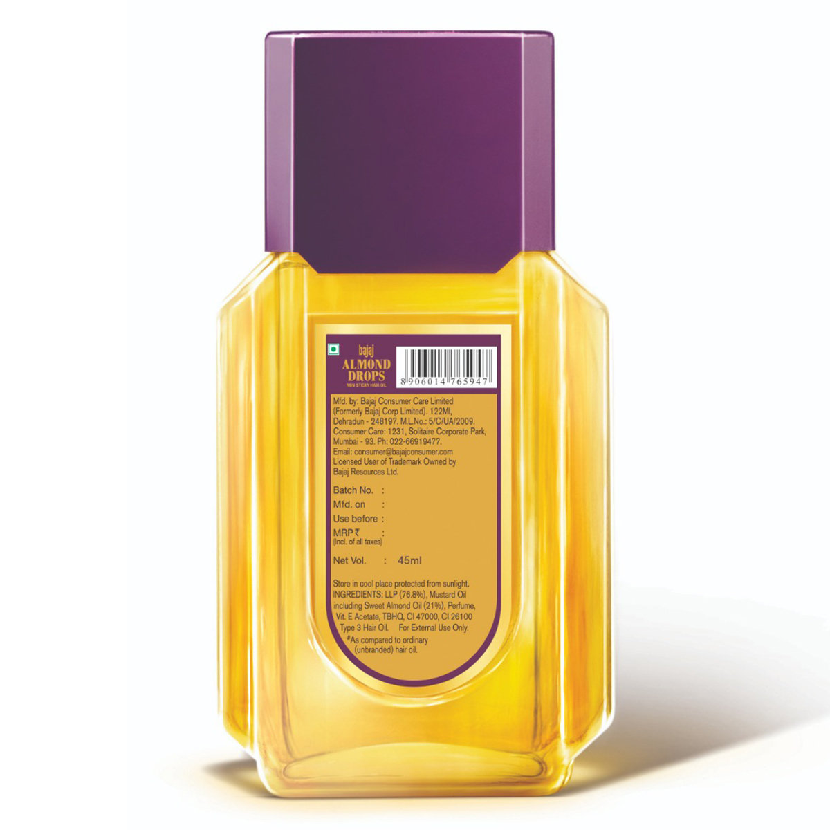 Bajaj Almond Drops Non Sticky Hair Oil, 45 ml, Pack of 1 Bajaj Almond Drops Non Sticky Hair Oil, 45 ml, Pack of 1