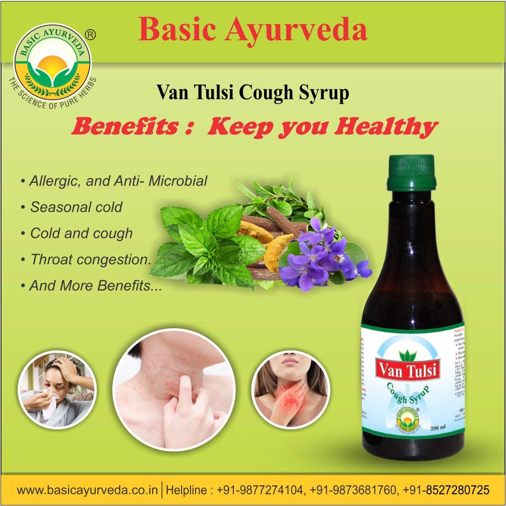 Basic Ayurveda Van Tulsi Cough Syrup, 200 ml, Pack of 1 Basic Ayurveda Van Tulsi Cough Syrup, 200 ml, Pack of 1
