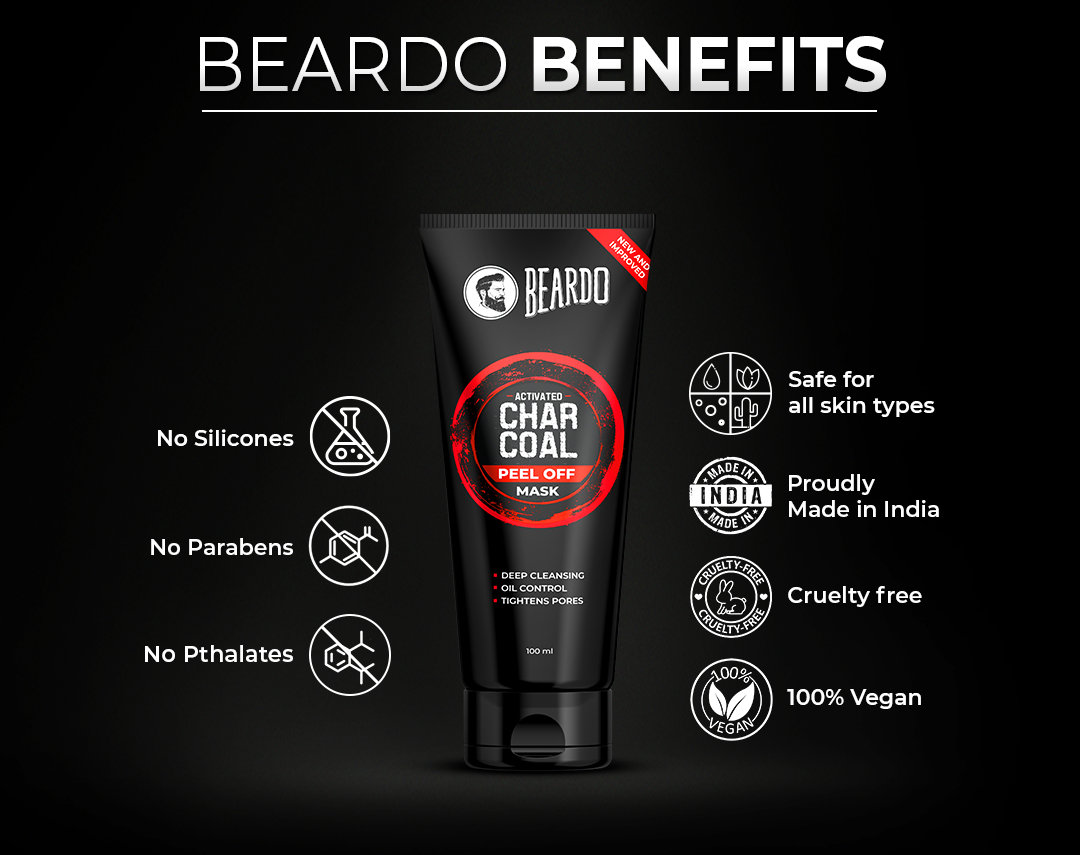 Beardo Activated Charcoal Peel Off Mask 100 ml | Activated Charcoal & Niacinamide | Provides Deep Cleansing | Helps In Pore Tightening | Eliminated Dirt & Oil | For Men, Pack of 1 Beardo Activated Charcoal Peel Off Mask 100 ml | Activated Charcoal & Niacinamide | Provides Deep Cleansing | Helps In Pore Tightening | Eliminated Dirt & Oil | For Men, Pack of 1