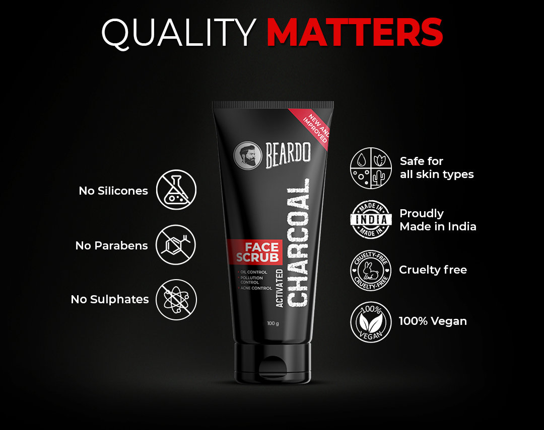 Beardo Activated Charcoal Face Scrub 100 gm | Activated Charcoal, Almond Oil | Gently Exfoliates | Remove Dead Cells & Blackheads | Controls Oil & Acne | Gives Clear & Glowing Skin | For Men | For All Skin Type, Pack of 1 Beardo Activated Charcoal Face Scrub 100 gm | Activated Charcoal, Almond Oil | Gently Exfoliates | Remove Dead Cells & Blackheads | Controls Oil & Acne | Gives Clear & Glowing Skin | For Men | For All Skin Type, Pack of 1
