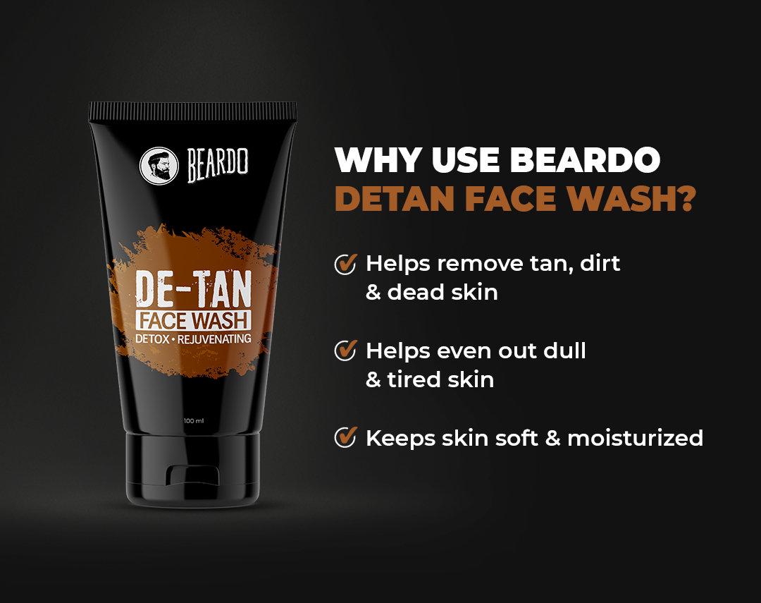 Beardo De-Tan Face Wash 100 ml | Aloe Vera & Vitamin E | Removes Tan & Dead Cells | Deeply Cleanse | Keep Skin Soft & Moisturized | For Men, Pack of 1 Beardo De-Tan Face Wash 100 ml | Aloe Vera & Vitamin E | Removes Tan & Dead Cells | Deeply Cleanse | Keep Skin Soft & Moisturized | For Men, Pack of 1