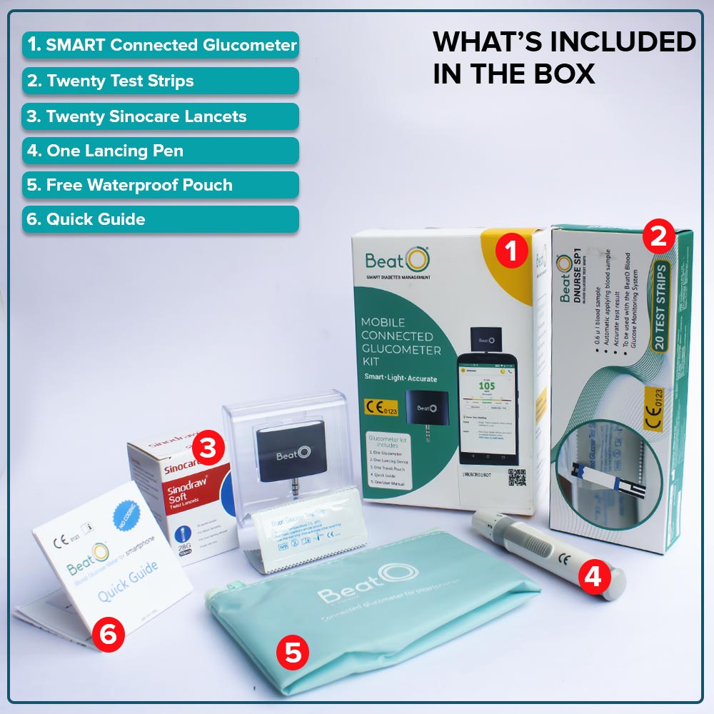 BeatO Smart Glucometer Kit with 20 Strips & 20 Lancets, 1 Count + Free 10-Day Diabetes Care Reversal Program, Pack of 1 BeatO Smart Glucometer Kit with 20 Strips & 20 Lancets, 1 Count + Free 10-Day Diabetes Care Reversal Program, Pack of 1