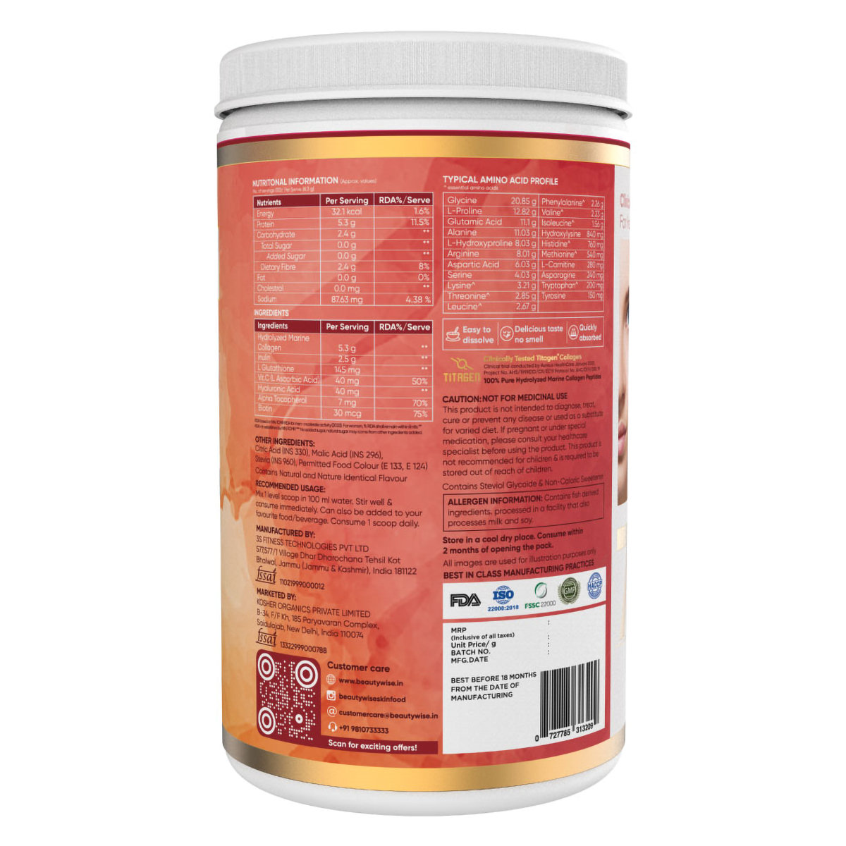 Beautywise Advanced Collagen Proteins Mango Peach Flavour Powder, 250 gm, Pack of 1 Beautywise Advanced Collagen Proteins Mango Peach Flavour Powder, 250 gm, Pack of 1