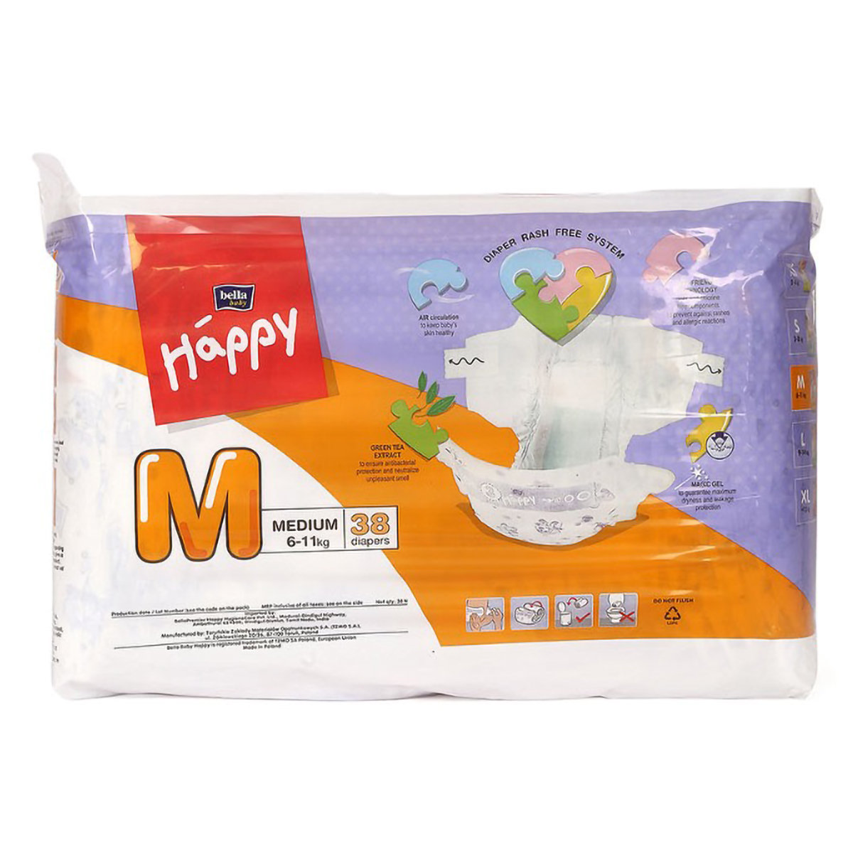 Bella Baby Happy Diapers Medium, 38 Count, Pack of 1 Bella Baby Happy Diapers Medium, 38 Count, Pack of 1