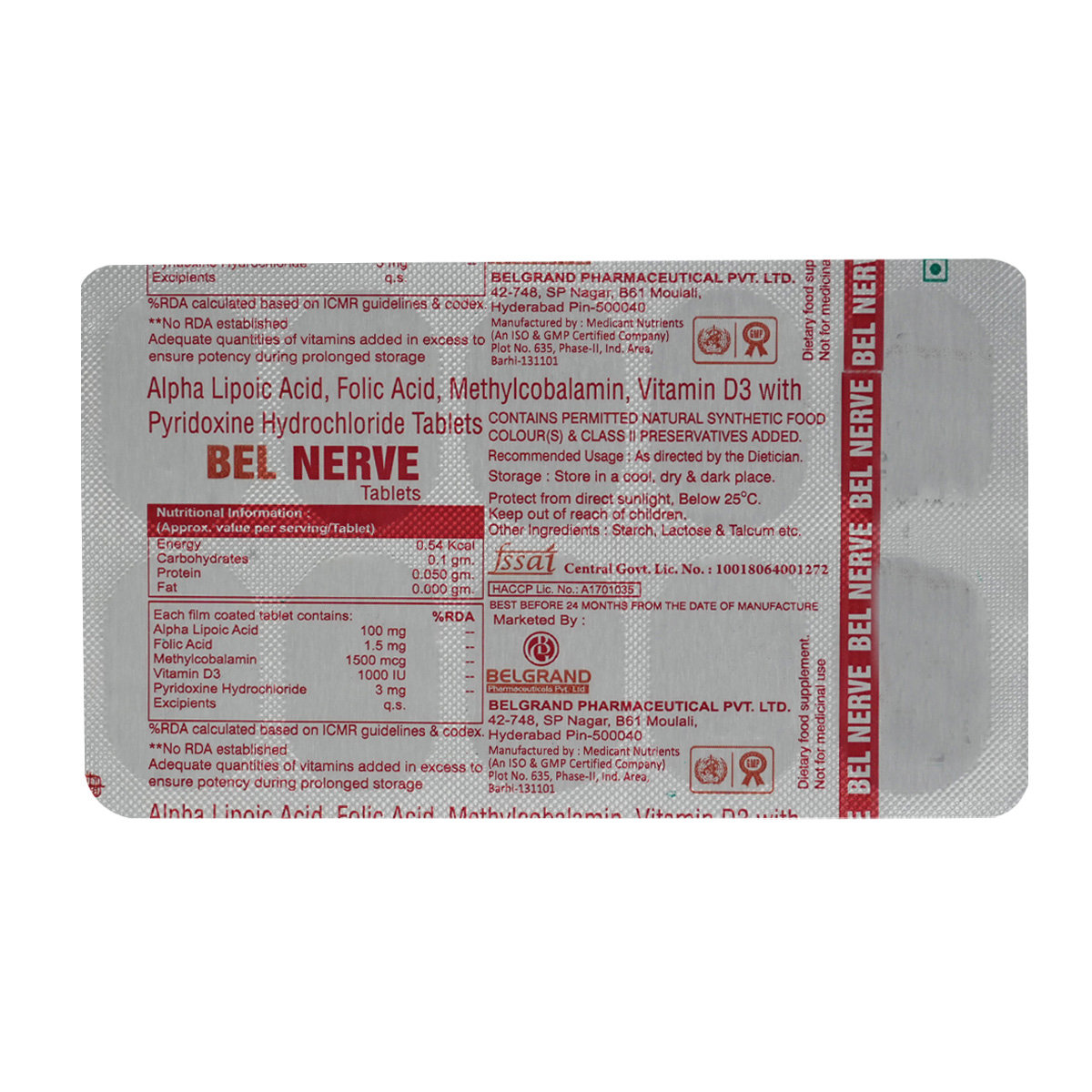 Bel Nerve Tablet 10's, Pack of 10 TABLETS Bel Nerve Tablet 10's, Pack of 10 TABLETS