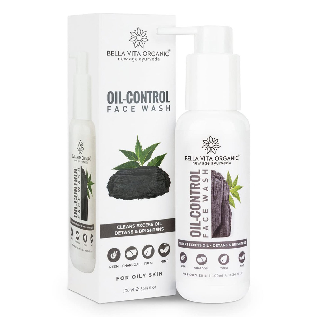Bella Vita Organic Oil-Control Face Wash, 100 ml | Neem, Charcoal, Tulsi & Mint | Removes Tan & Excess Oil | Eliminates Dead Cells & Blackheads | Brightens Skin | For Oily Skin, Pack of 1 Bella Vita Organic Oil-Control Face Wash, 100 ml | Neem, Charcoal, Tulsi & Mint | Removes Tan & Excess Oil | Eliminates Dead Cells & Blackheads | Brightens Skin | For Oily Skin, Pack of 1