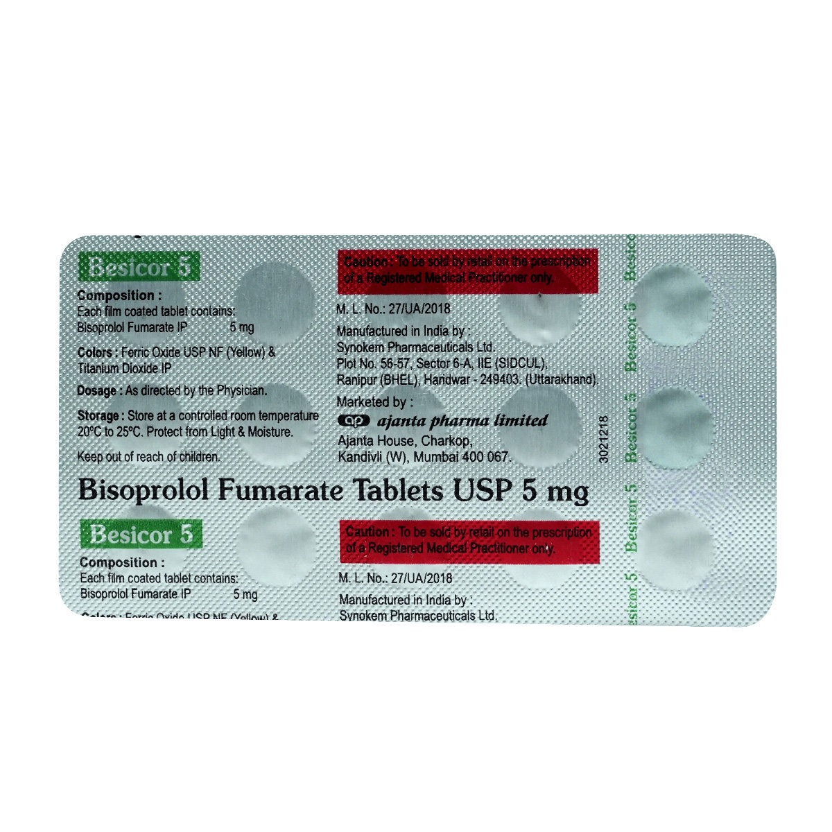 Besicor 5 mg Tablet 15's, Pack of 15 TABLETS Besicor 5 mg Tablet 15's, Pack of 15 TABLETS