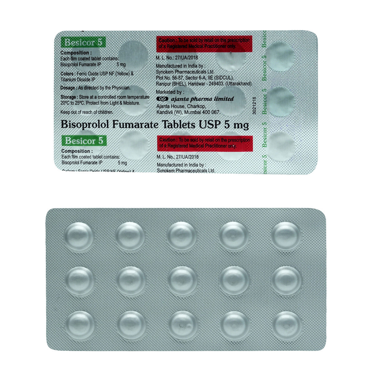 Besicor 5 mg Tablet 15's, Pack of 15 TABLETS Besicor 5 mg Tablet 15's, Pack of 15 TABLETS