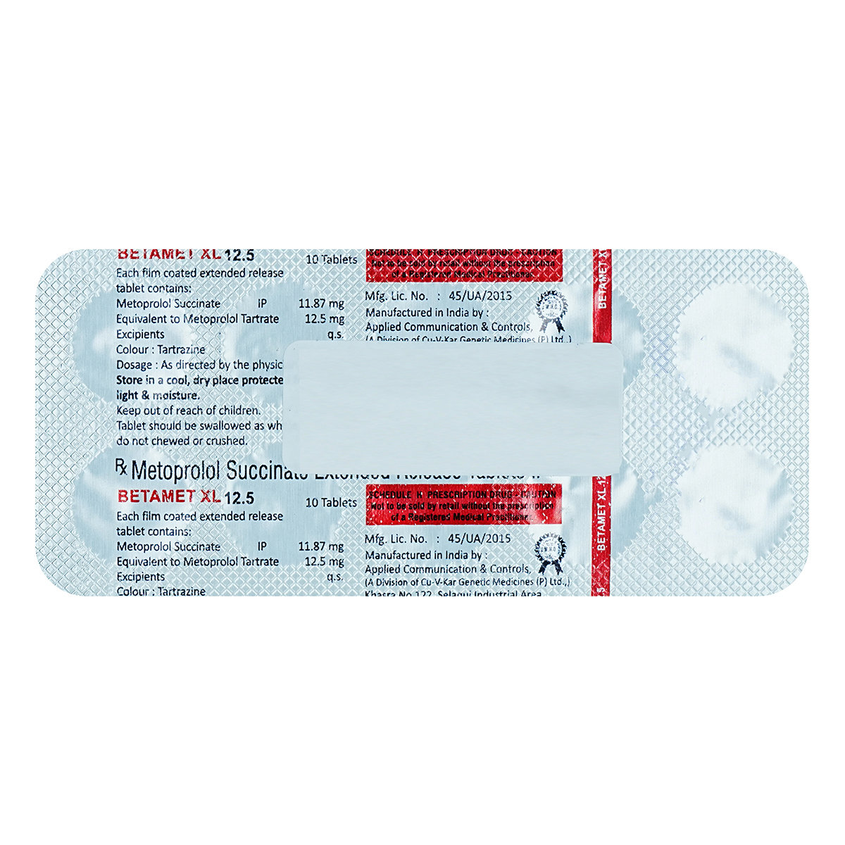 Betamet XL 12.5 mg Tablet 10's, Pack of 10 TABLETS Betamet XL 12.5 mg Tablet 10's, Pack of 10 TABLETS